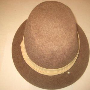 Women's Ladies Wool Hat Fedora By Glenover Gray Brown Beige Band Vintage 1950s